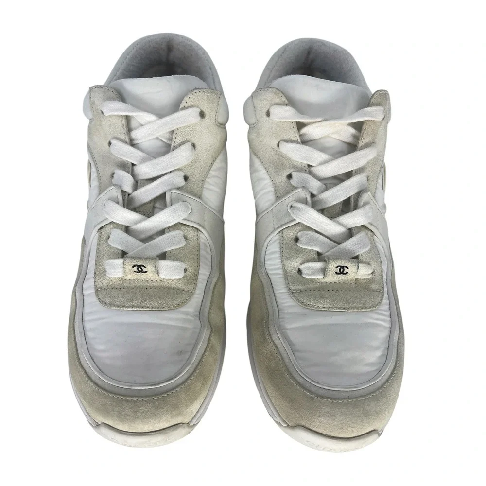 Chanel 2020 CC Logo Mixed Media Suede Leather Chunky Sneakers Size 41
